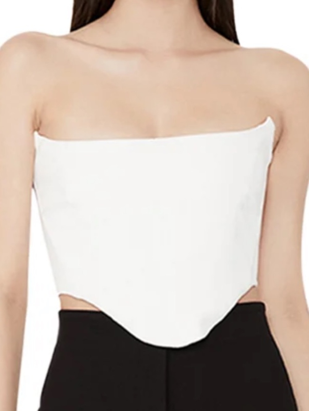 Bardot White Strapless Crop Top
